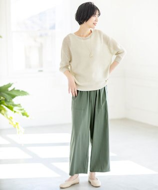 ANY L 【洗濯機可/前後着用可/アンチピリング】２ＷＡＹドライニット オイスター