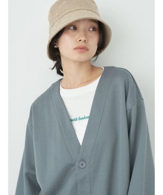 earth music&ecology ヘリンボーン調Ｖネックカーディガン Blue Gray