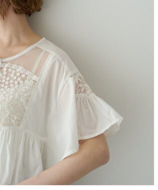 YECCA VECCA 刺繍レースブラウス Off White