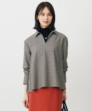 サイロチェック スキッパー ブラウス