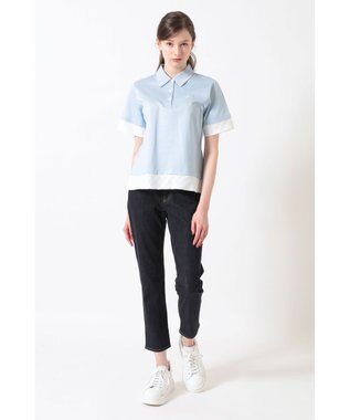 DAKS GIZAコットン レイヤード風天竺プルオーバー アクアスカイ