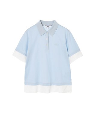 DAKS GIZAコットン レイヤード風天竺プルオーバー アクアスカイ