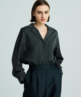 uncrave 【UNISEXあり】ギャバジン シャツ（uncrave WHITE） スレート