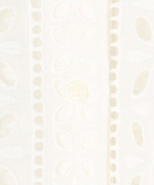 ICB 【洗える】ストライプエンブロイダリー クロップドシャツ オフホワイト系