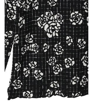 Green Parks ■ＥＳＣＡＲ　Ｕネッククレープカットプルオーバー Flower Black