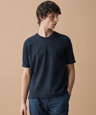 JOSEPH ABBOUD 【フランス産リネン×尾州の技術・清涼感】ノルマンディリネントップジャージー Vネック Tシャツ