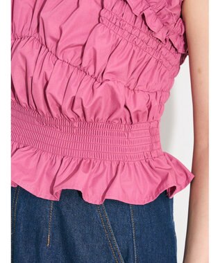 Green Parks シャーリングデザインコルセット風ブラウス Pink