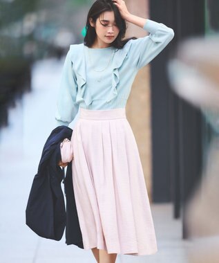 組曲 【洗える】Elenaラッフル ニット グリーン系