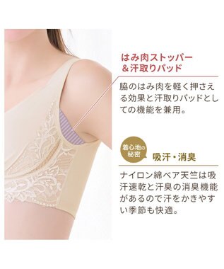 BRADELIS New York 【BRADELIS NewYork peace】綿混キャッチャーカップレースブラ25  ノンワイヤー 補正下着 補整 谷間メイク バターミルク