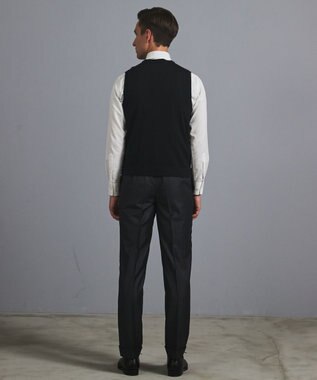 GOTAIRIKU 体温調整に【洗える/チクチクしにくい/ピリングしにくい】イタリア糸 ハイゲージ ベスト_WOOL100% ブラック系