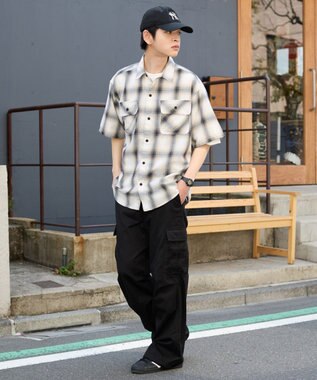 WEGO 【ユニセックス着用ITEM/SMLサイズ展開】オンブレチェックシャツ（SS） 柄2