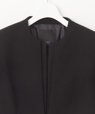 自由区 FORMAL 【ウォッシャブル対応】ドビーボーダーリボン ジャケット+ワンピース ブラック系