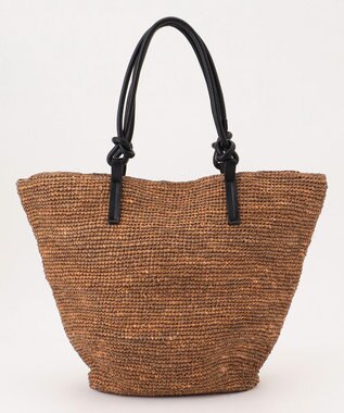 自由区 ノットハンドルラフィアトート バッグ ブラウン