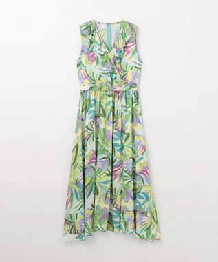 GRACE CONTINENTAL リーフプリントワンピース グリーン