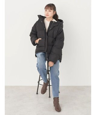 earth music&ecology フーディー中綿ブルゾン Black