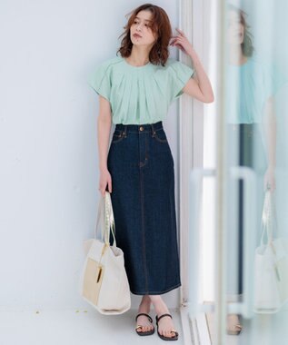 23区 【洗える】シャルマンエンブロイダリー Tブラウス スモーキーグリーン系