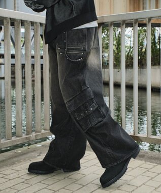 WEGO マルチZIPデニムパンツ デニムブラックソノタ