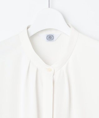 J.PRESS LADIES S 【洗える】パウダージョーゼット ボウタイ バンドカラー ブラウス ホワイト系