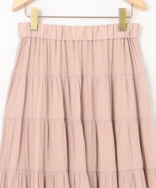 組曲 ギャザーライトデシン ティアードスカート ピンクベージュ系