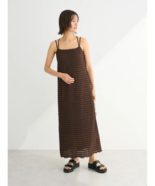 Green Parks カップ付きフリル生地キャミワンピース Brown