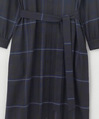 J.PRESS LADIES L 【洗える】テトロンレーヨン/ウール milledタータン ワンピース ネイビーチェック系