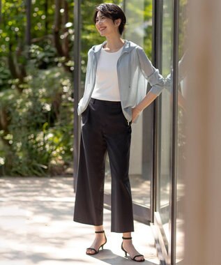 J.PRESS LADIES L 【洗える】シアーライトニット パーカー シーブルー系