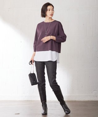 J.PRESS LADIES S TCポンチ ドルマンスリーブ レイヤード カットソー パープル系