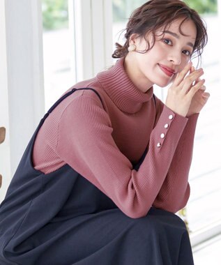 Tiaclasse L 【洗える】タートルボタンニットトップス