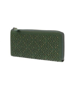 genten ダイヤカットワーク　Lファスナー長財布 フォレストグリーン
