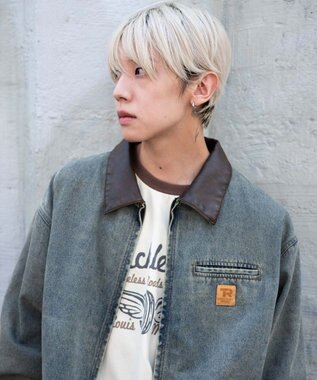 WEGO 【25年秋冬新作/MLサイズ展開】ワーカーズZIPジャケット デニム淡加工色