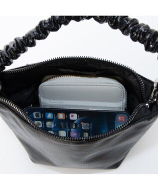 UNBILLION カシュカシュ cachecache / ギャザーハンドルメタリックミニショルダー ブラック