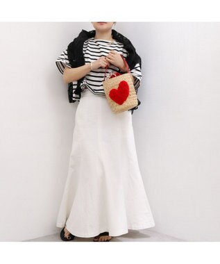 UNBILLION カシュカシュ cachecache / ハート付ラフィアバケットトート カゴバッグ レッド