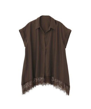 YECCA VECCA 裾レーススキッパーシャツ Brown