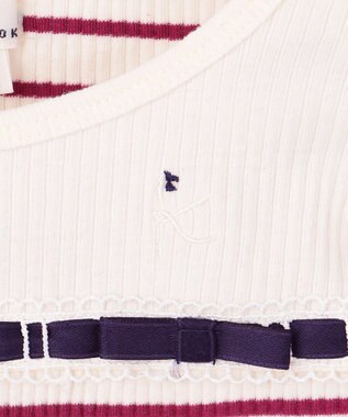 組曲 KIDS 【80-100㎝】レースボーダー トップス ラズベリー系1