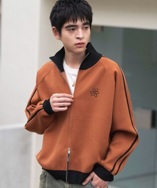 WEGO 【ユニセックス着用ITEM】ライントラックニットジャケット オレンジ