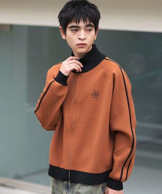 WEGO 【ユニセックス着用ITEM】ライントラックニットジャケット オレンジ