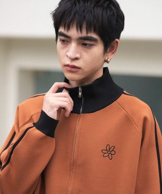 WEGO 【ユニセックス着用ITEM】ライントラックニットジャケット オレンジ