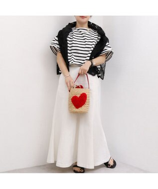 UNBILLION カシュカシュ cachecache / ハート付ラフィアバケットトート カゴバッグ レッド