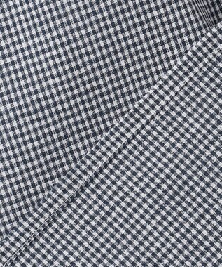 J.PRESS LADIES 【洗える】リネンminiチェック バンドカラー プルオーバー ブラウス ネイビー系