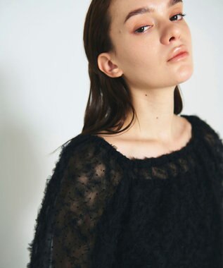 GRACE CONTINENTAL チュール刺繍トップ ブラック