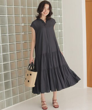 組曲 S 【WEB限定】ギャザーライトデシン ティアードワンピース