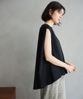 #Newans 【洗える】スクエアシルエットノースリーブカットソー ブラック