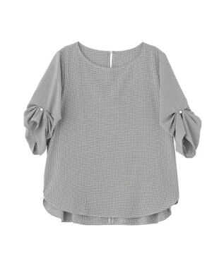 YECCA VECCA パールタックスリーブブラウス Check