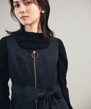 GRACE CONTINENTAL ジップディテールワンピース ブラック