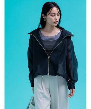 Te chichi ショートシアーフーディーブルゾン ネイビー
