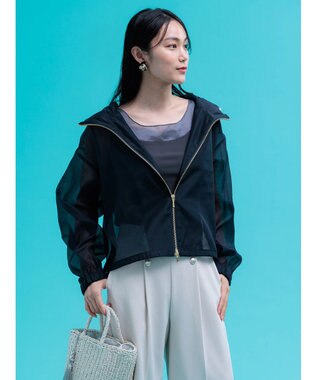 Te chichi ショートシアーフーディーブルゾン ネイビー