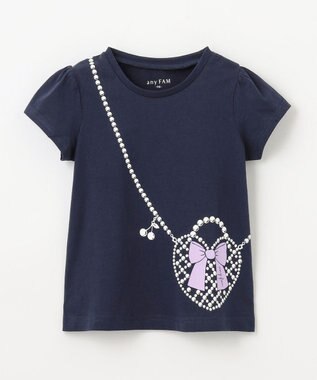 ANY KIDS 【WEB限定】7days プリント 半袖 Tシャツ ネイビー×ポシェット風