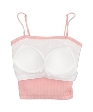 WEGO 【カップ付きインナー/SMサイズ展開】なちゅ盛れカップインショートキャミ ライトピンク