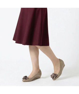 MODE ET JACOMO <MODE ET JACOMO>２WAYリボンコサージュウエッジパンプス オークエナメル