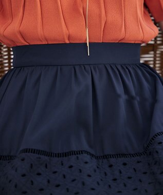 Tiaclasse L 【新色追加・洗える】幅広く活躍が期待できるレース切替スカート ネイビー